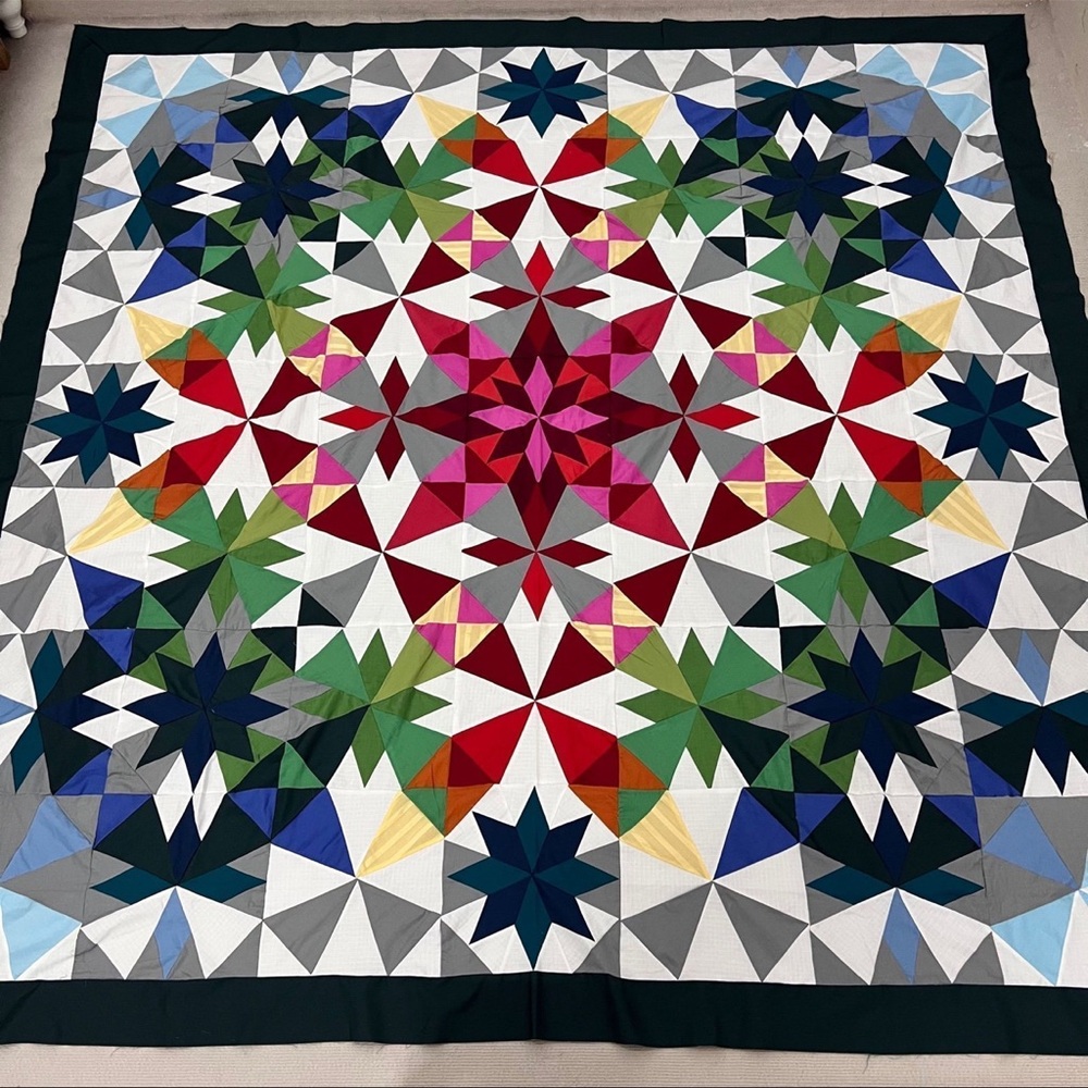 Handmade Original Alaska Patchwork Cotton Quilt Top/Topper Machine pieced 86x86”